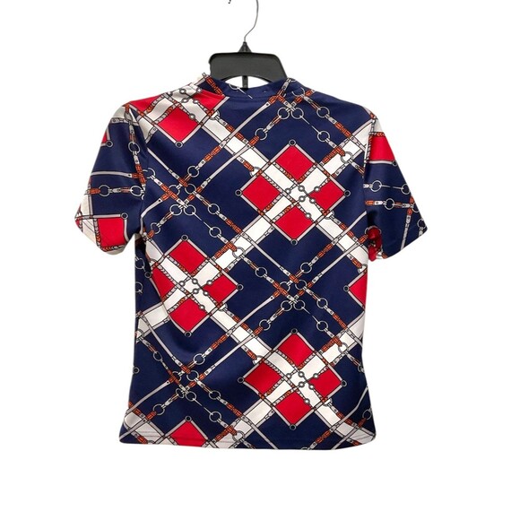 Abyoxi Women’s Shirt-Red, White & Blue Chain-link (Size M) - Picture 2 of 6